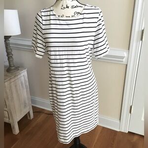 J Crew black and white striped dress. Size L